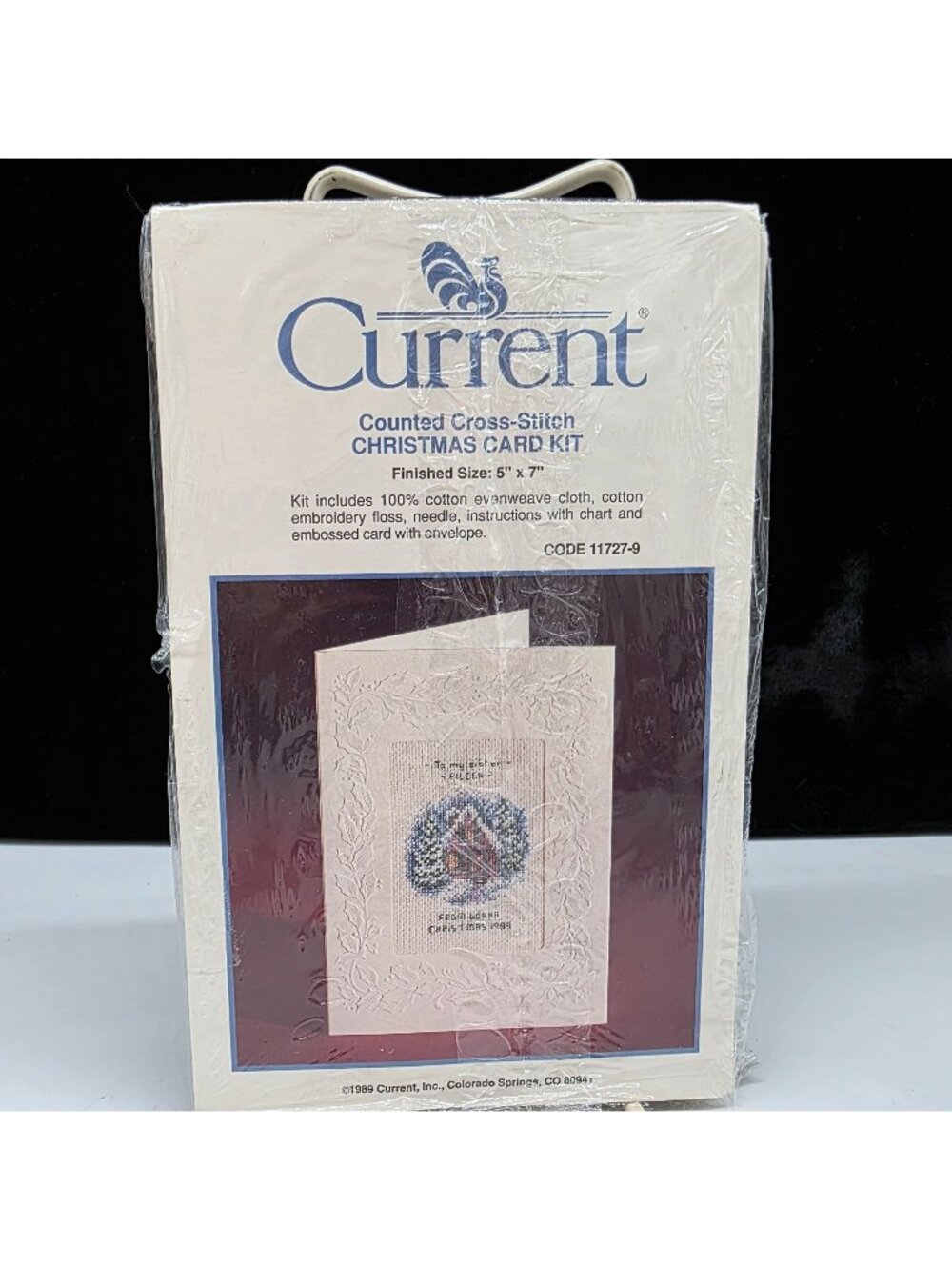 Counted Cross Stitch Christmas Card Kit Cabin Embossed Card & Envelope Current